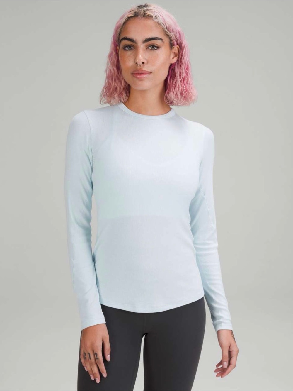 lululemon athletica Pale Blue hold tight  Long Sleeve Crewneck Top